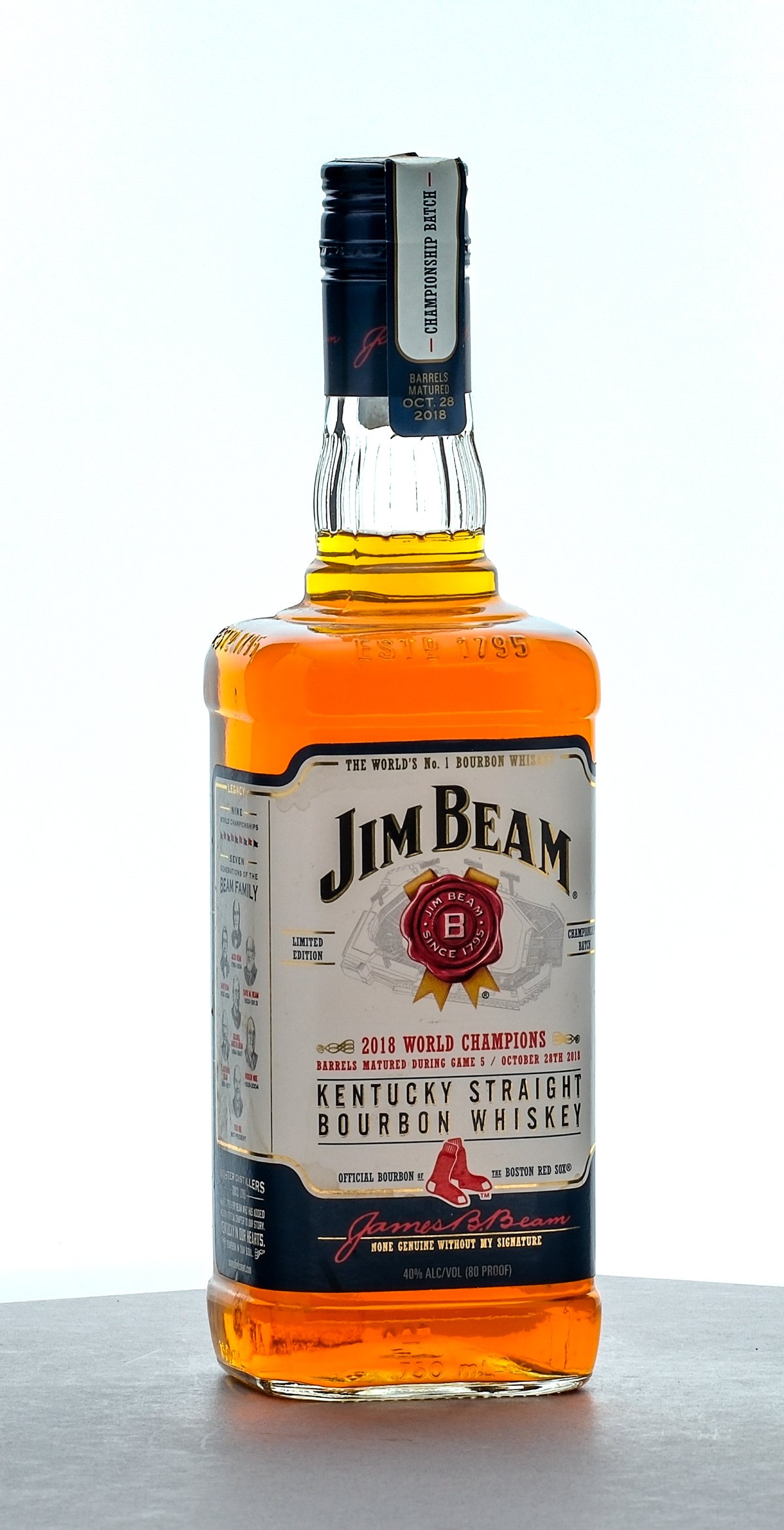Jim Beam 2018 World Champions Reed Sox Kentucky Straight Bourbon Whiskey