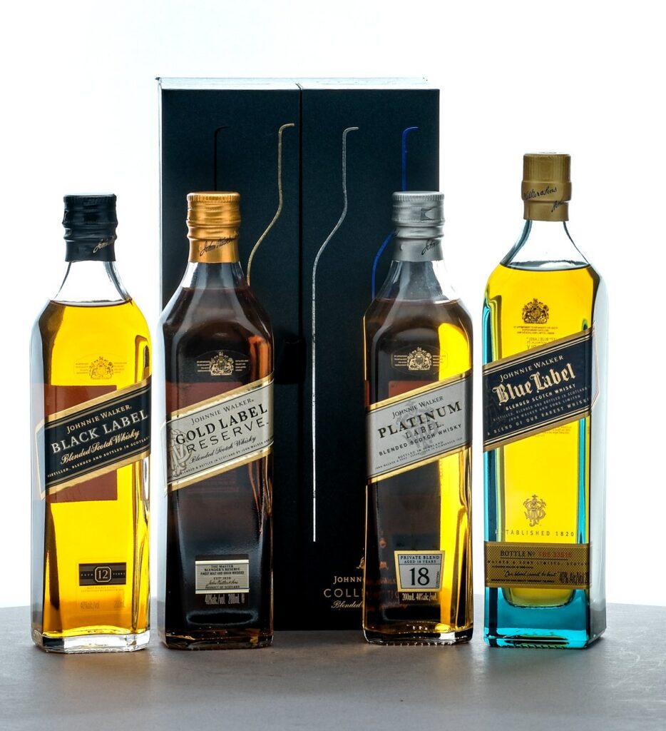 Johnnie Walker Collection Gift Set - Black Label 12 Year, Gold Label Reserve, Platinum Label 18 Year, Blue Label