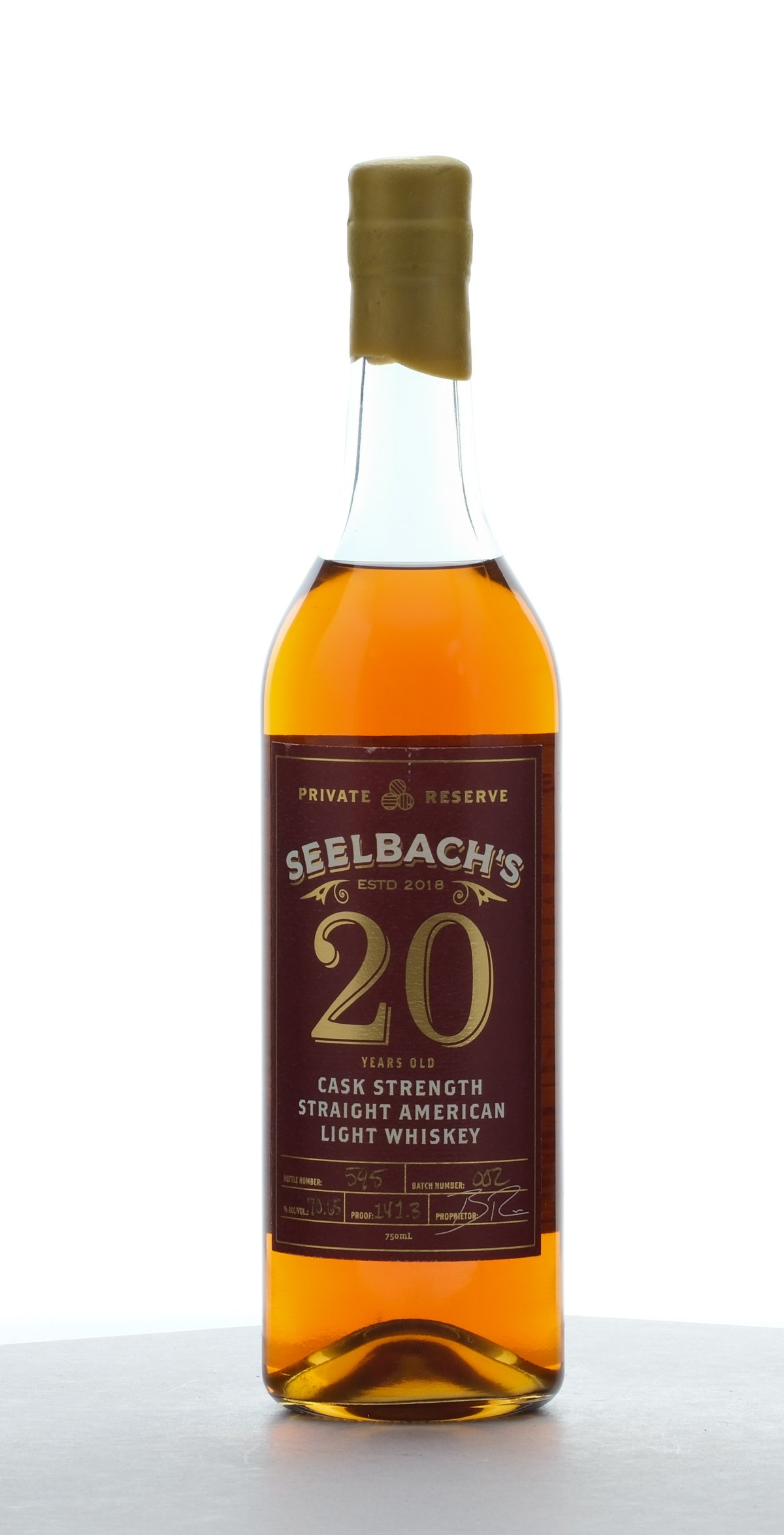Seelbach’s  20 Year Private Reserve American Light Whiskey Batch No. 002 Hazmat