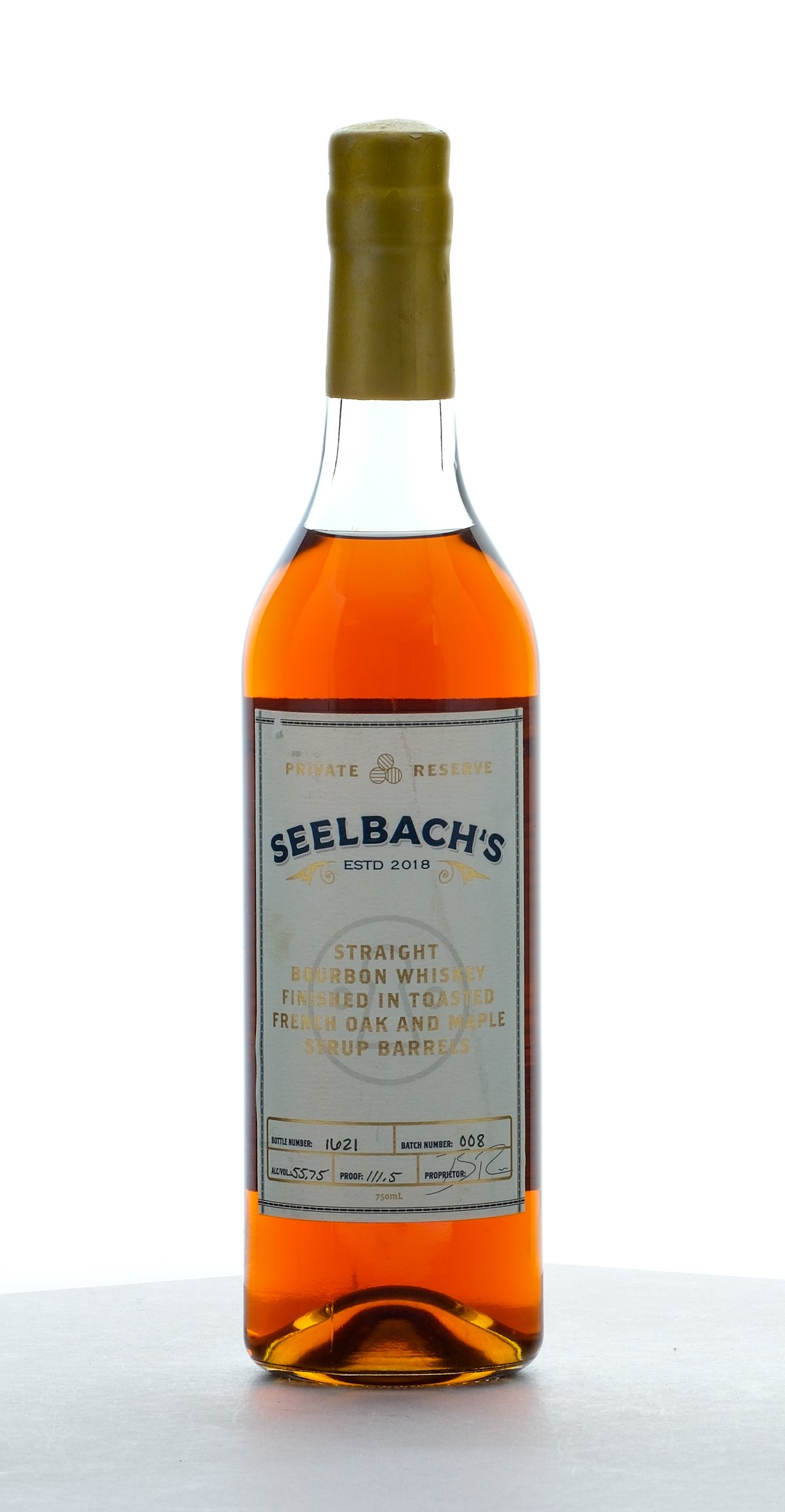 Seelbach's Private Reserve Straight Bourbon Whiskey Finished in Toasted French Oak and Maple Syrup Barrels